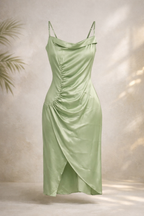 Robe drapée verde
